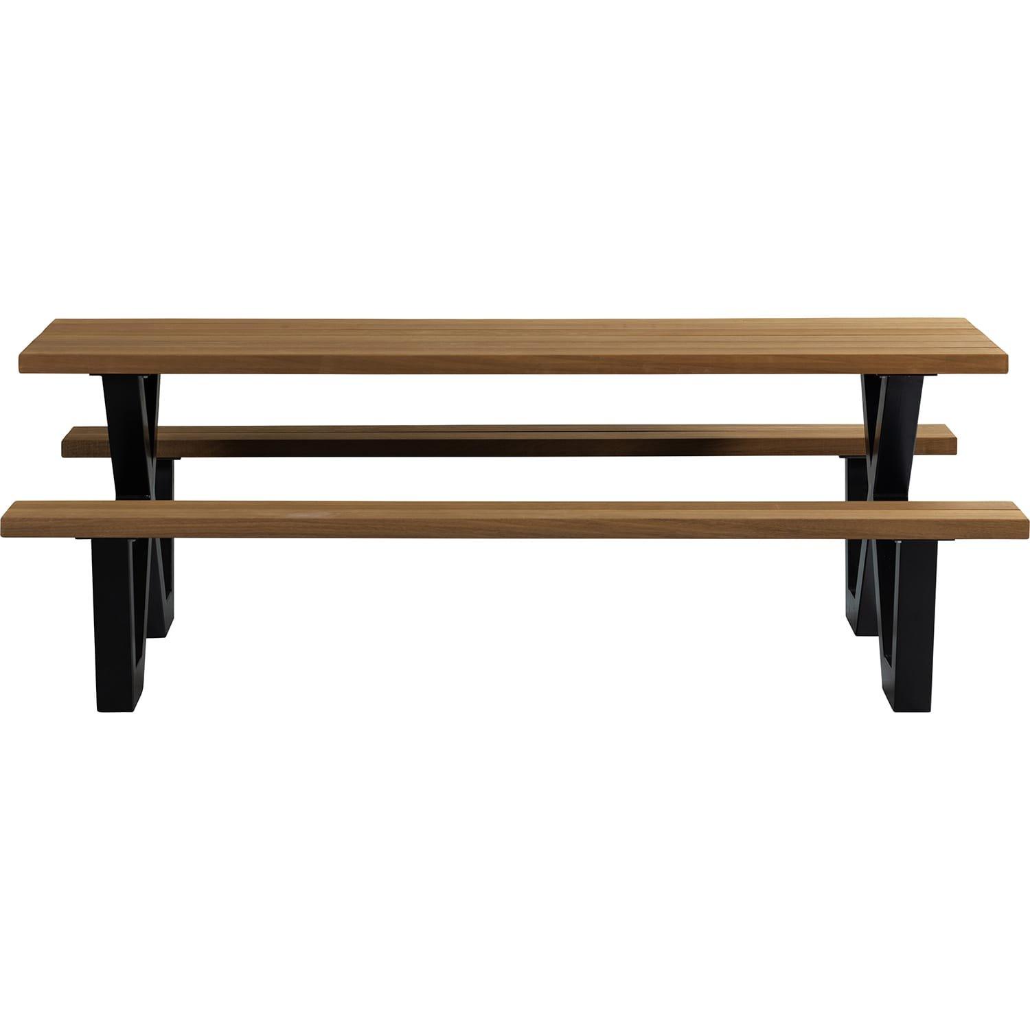 mutoni Table de pique-nique avec banc Tablo Outdoor bois FSC avec pieds X métal 210x145  