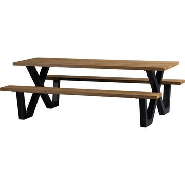 Tavolo da picnic con panca Tablo Outdoor legno FSC con gambe a X in metallo 210x145