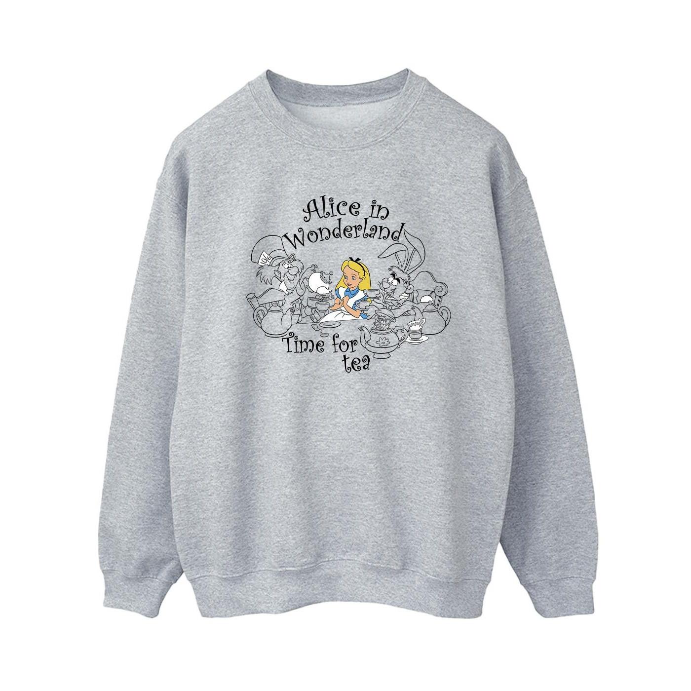 Image of Alice In Wonderland Time For Tea Sweatshirt Damen Grau L