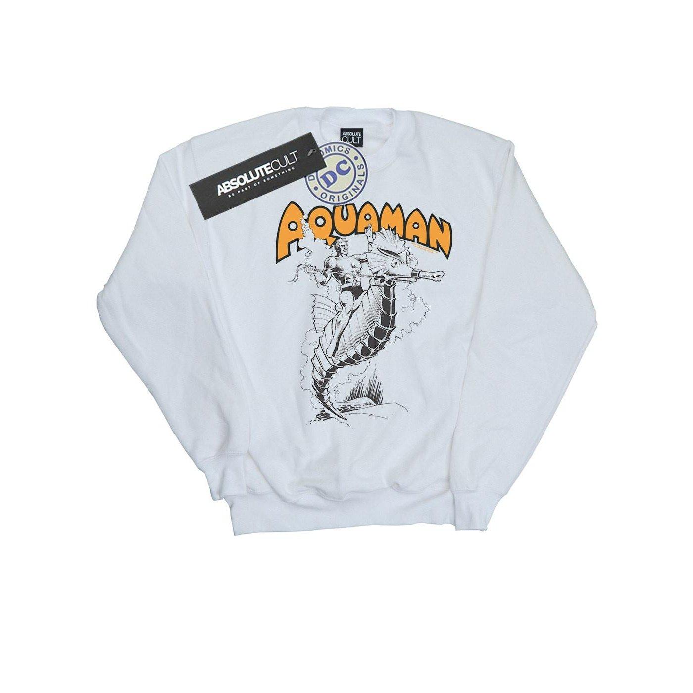Image of Aquaman Mono Action Pose Sweatshirt Damen Weiss XL
