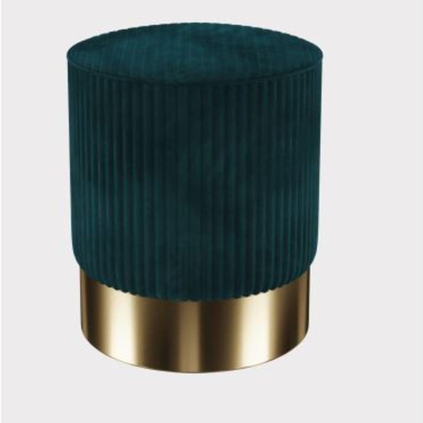 Image of Hocker Cherry dunkelgrün Cord Brass rund 35 Hocker Cherry dunkelgrün Cord Brass rund 35