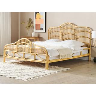 Beliani Bett mit Lattenrost aus Rattan Boho DOMEYROT  