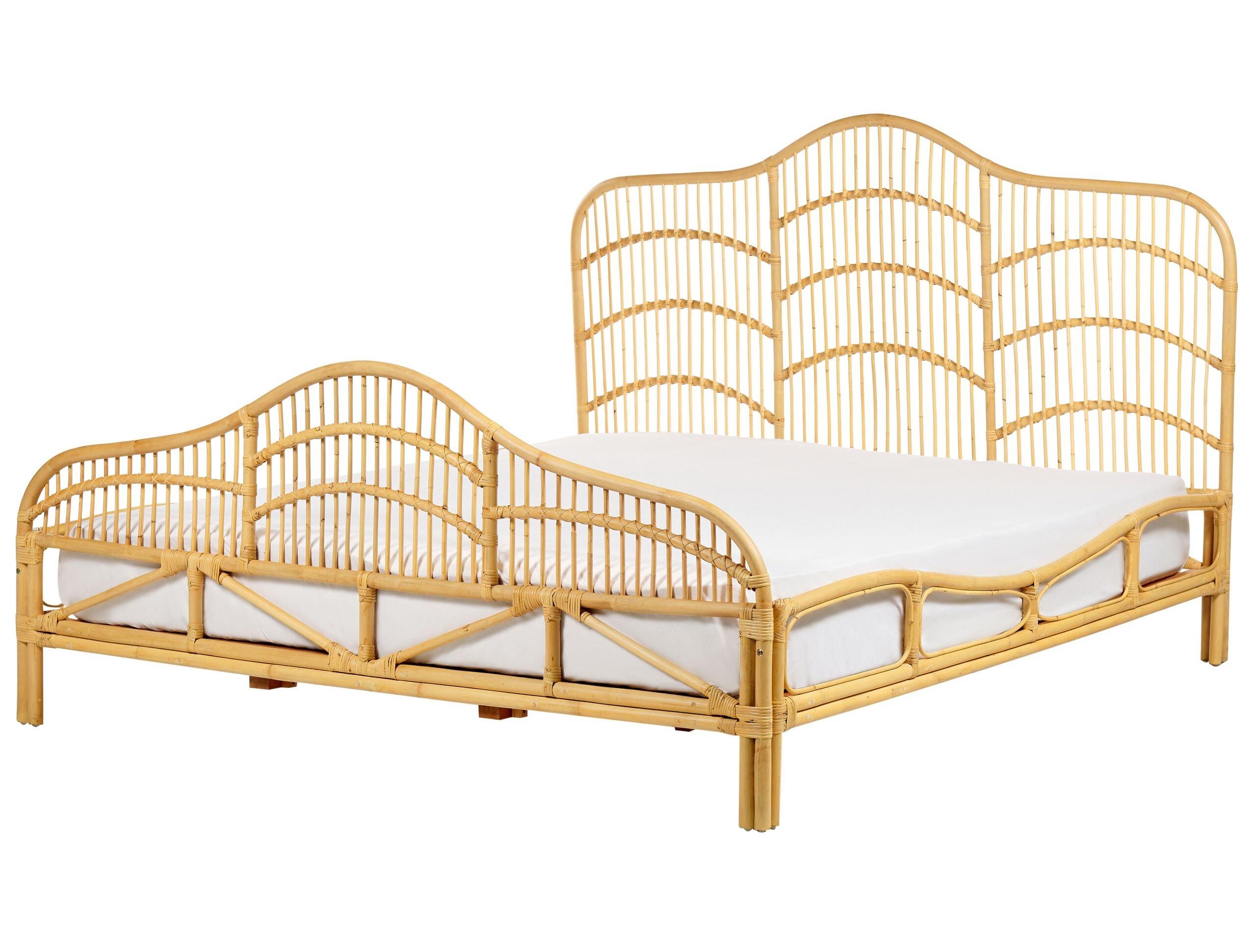 Beliani Bett mit Lattenrost aus Rattan Boho DOMEYROT  