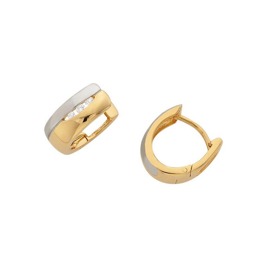 Creolen Bicolor Gelb-/Weissgold 750 Diamant 0.07ct. 13x5mm
