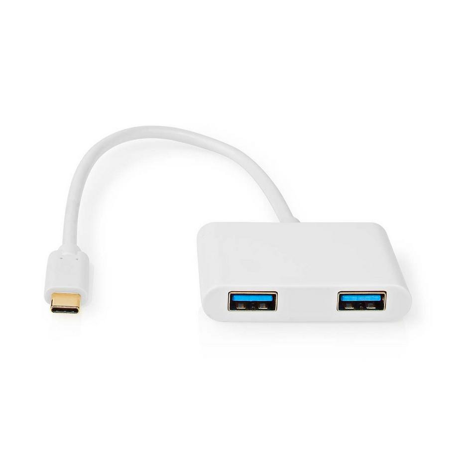 Nedis  USB-Multi-Port-Adapter | USB 3.2 Gen 1 | USB-C™ Stecker | 2x USB-A | 1000 Mbps | 0,20 m | Rund | Vernickelt | PVC | Weiß | Blister 