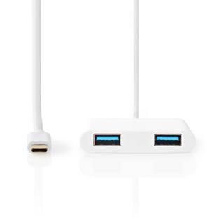 Nedis  Adattatore USB multiporta | USB 3.2 Gen 1 | USB-C™ Maschio | 2x USB-A | 1000 Mbps | 0,20 m | Rotondo | Nichelato | PVC | Bianco | Blister 