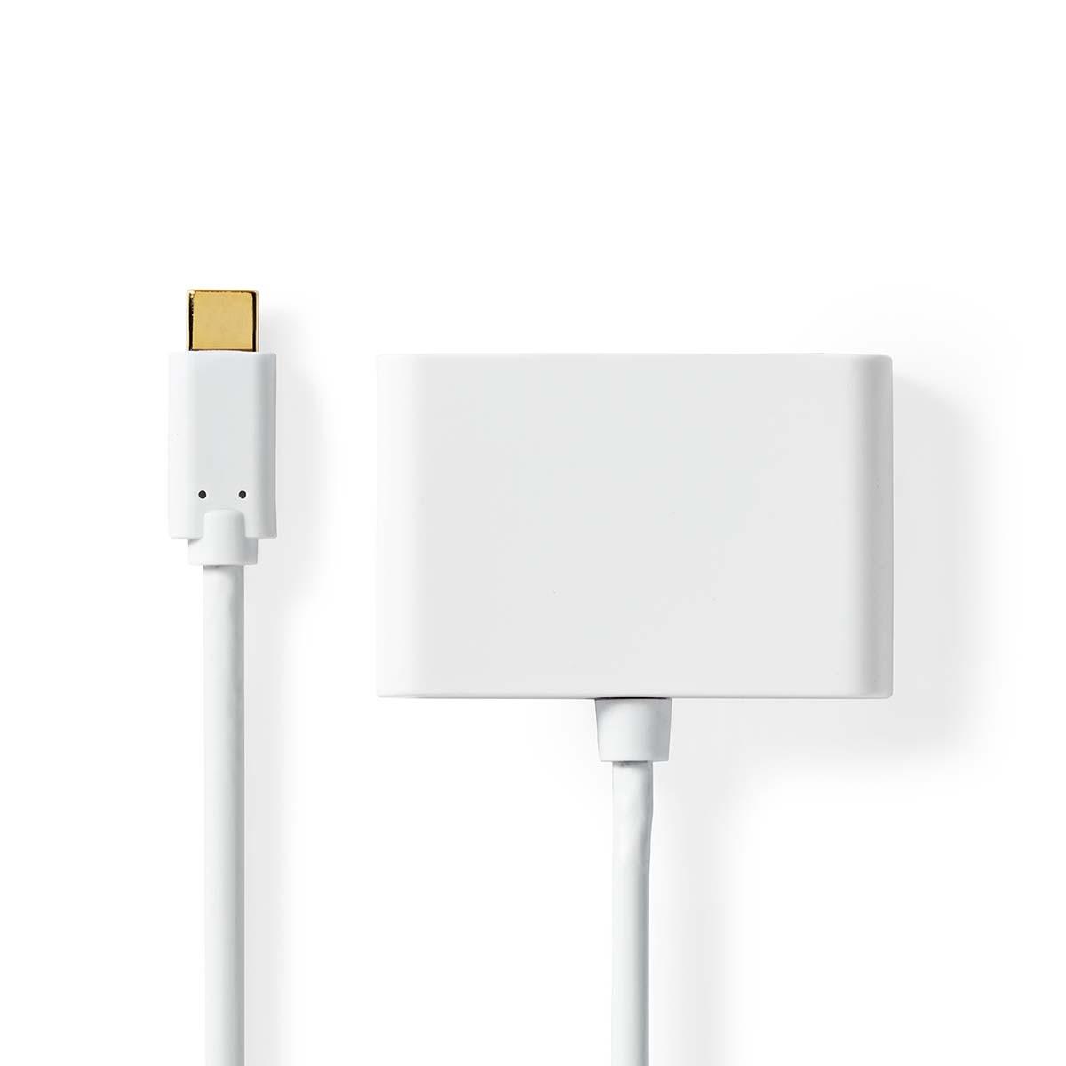 Nedis  Adattatore USB multiporta | USB 3.2 Gen 1 | USB-C™ Maschio | 2x USB-A | 1000 Mbps | 0,20 m | Rotondo | Nichelato | PVC | Bianco | Blister 