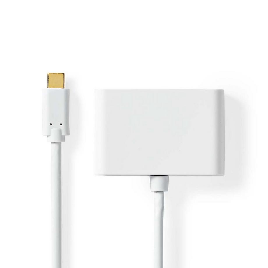 Nedis  USB-Multi-Port-Adapter | USB 3.2 Gen 1 | USB-C™ Stecker | 2x USB-A | 1000 Mbps | 0,20 m | Rund | Vernickelt | PVC | Weiß | Blister 