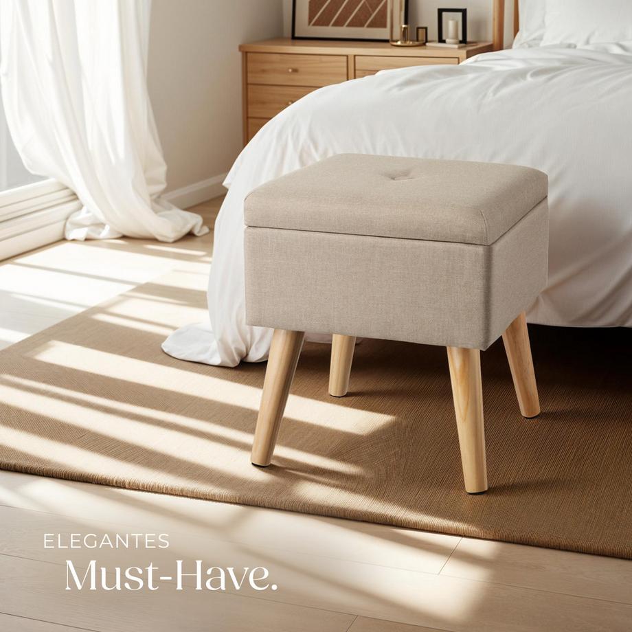 Tectake Tabouret avec espace de rangement ELVA carré  