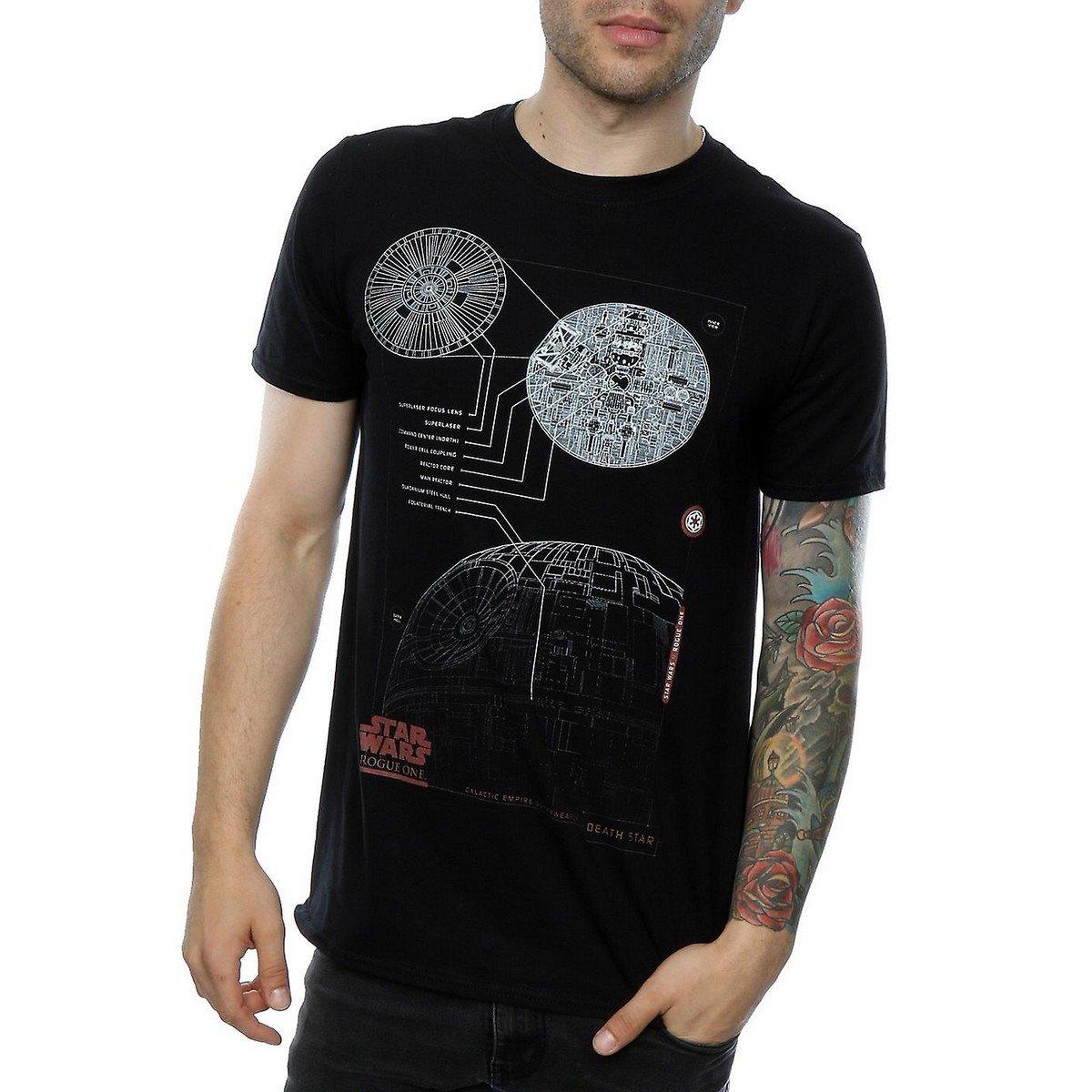 Image of Death Star Plans Tshirt Herren Schwarz XXL