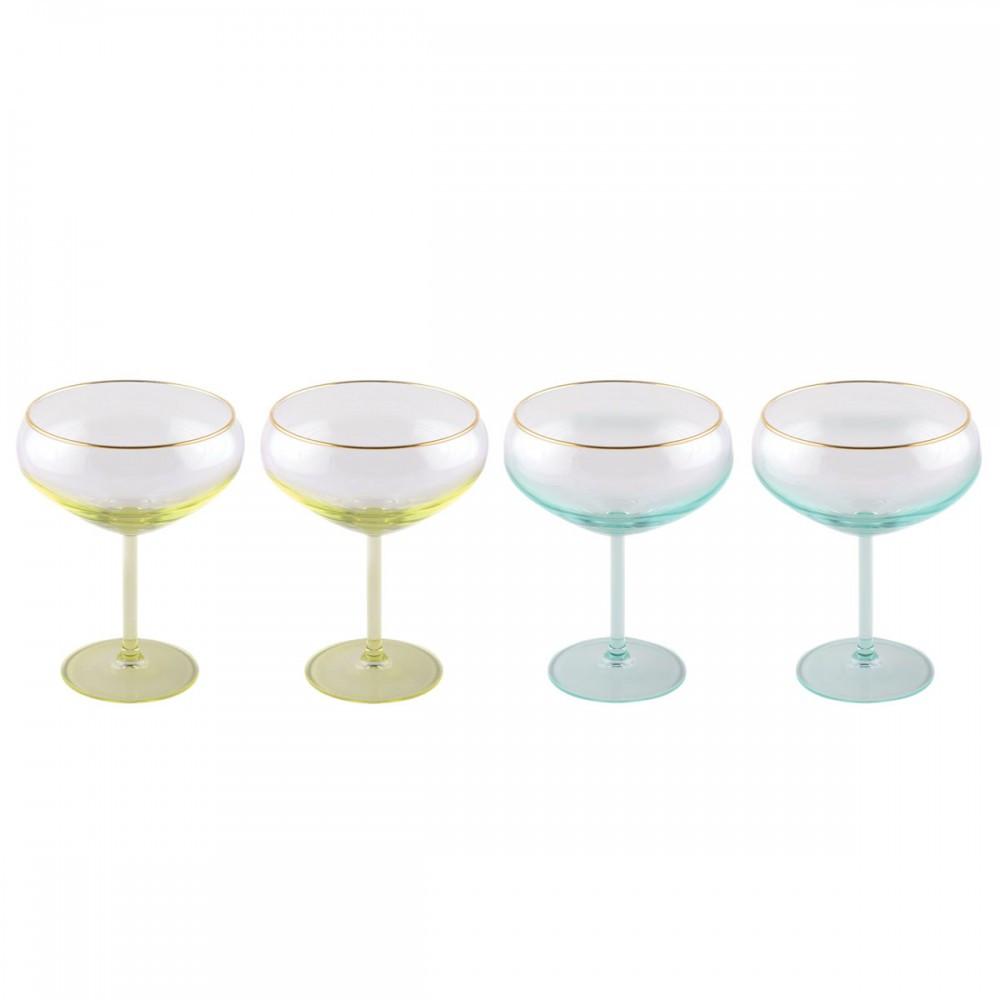 Image of Eisbecher mit em und gelbem Fuß - Set von 4 Eisbecher mit em und gelbem Fuß - Set von 4