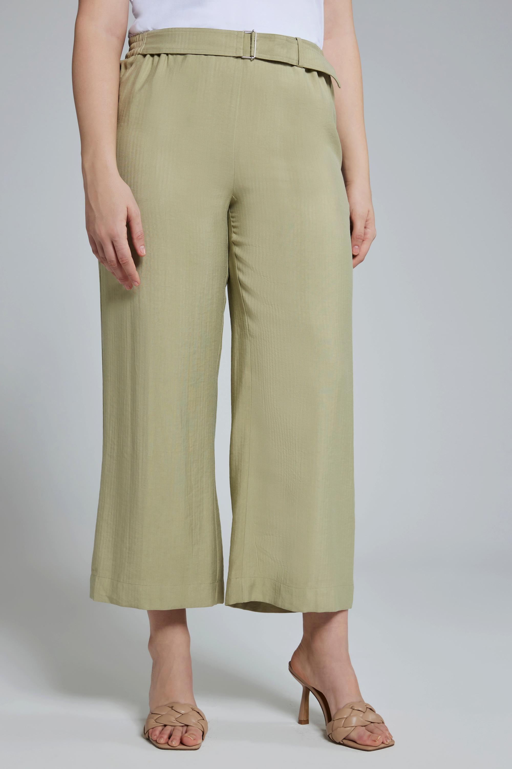 Ulla Popken  Culottes modello Mary con righe, taglio della gamba ampio e cintura da annodare 