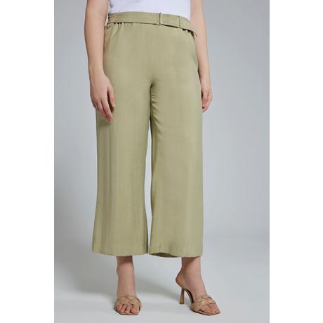 Ulla Popken  Culottes modello Mary con righe, taglio della gamba ampio e cintura da annodare 