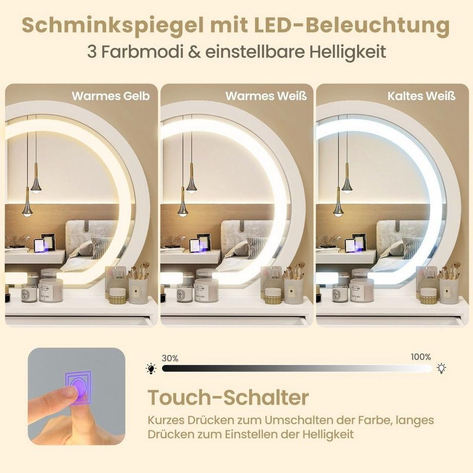 Northix Kosmetikspiegel mit 2 Schubladen  