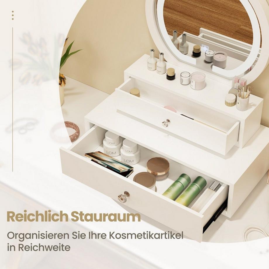 Northix Kosmetikspiegel mit 2 Schubladen  