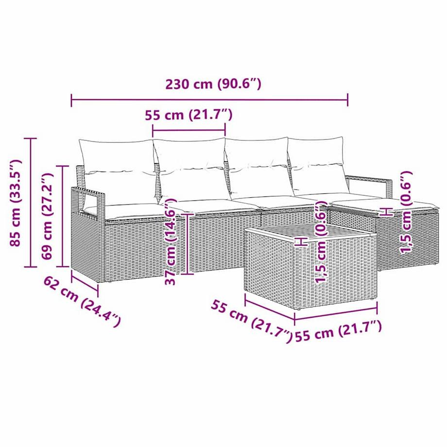 VidaXL Set Divano da Giardino Polyrattan  