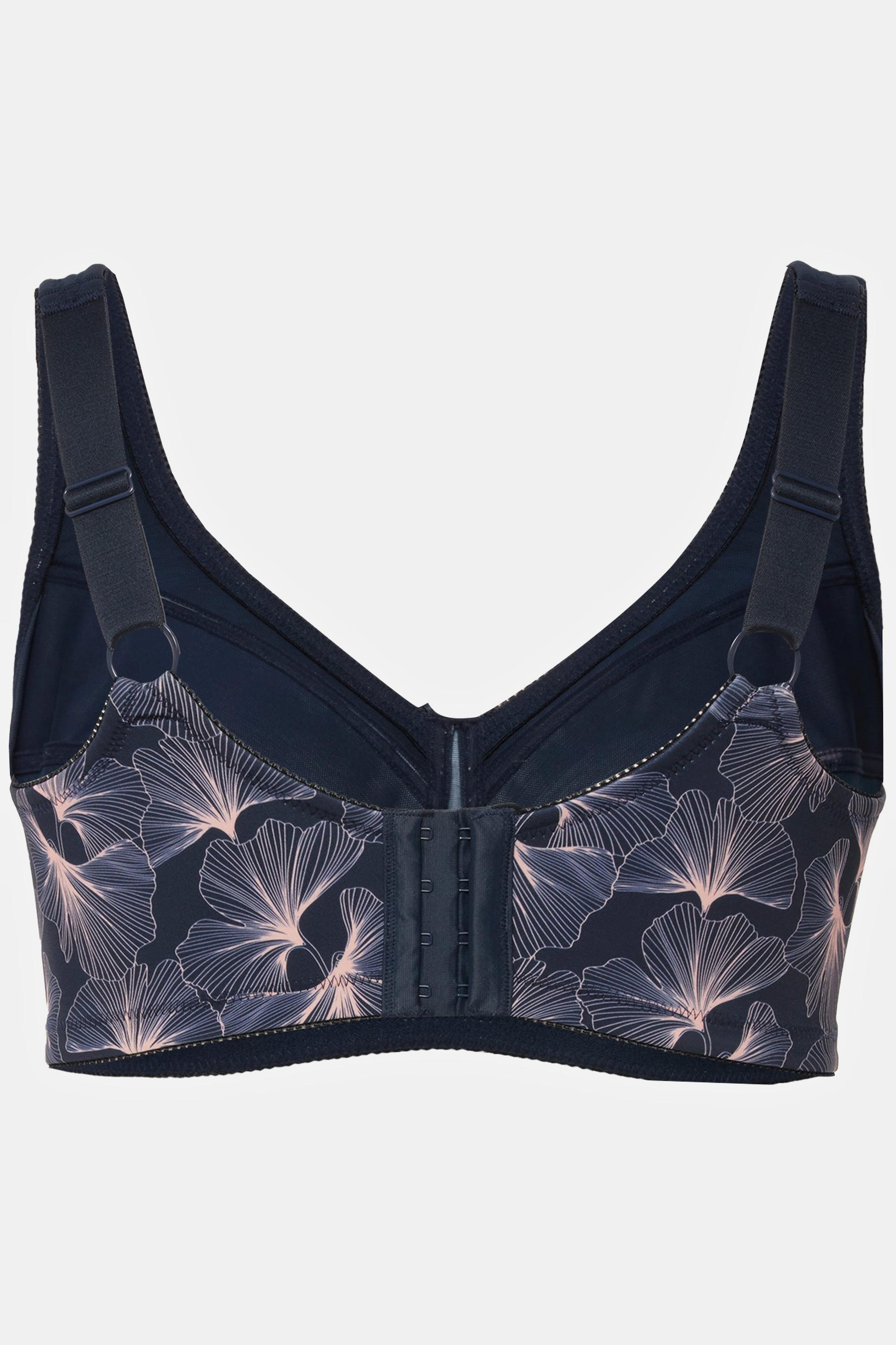 Ulla Popken  Soutien-gorge de maintien, motif ginkgo, sans armatures, bonnets de C à H 