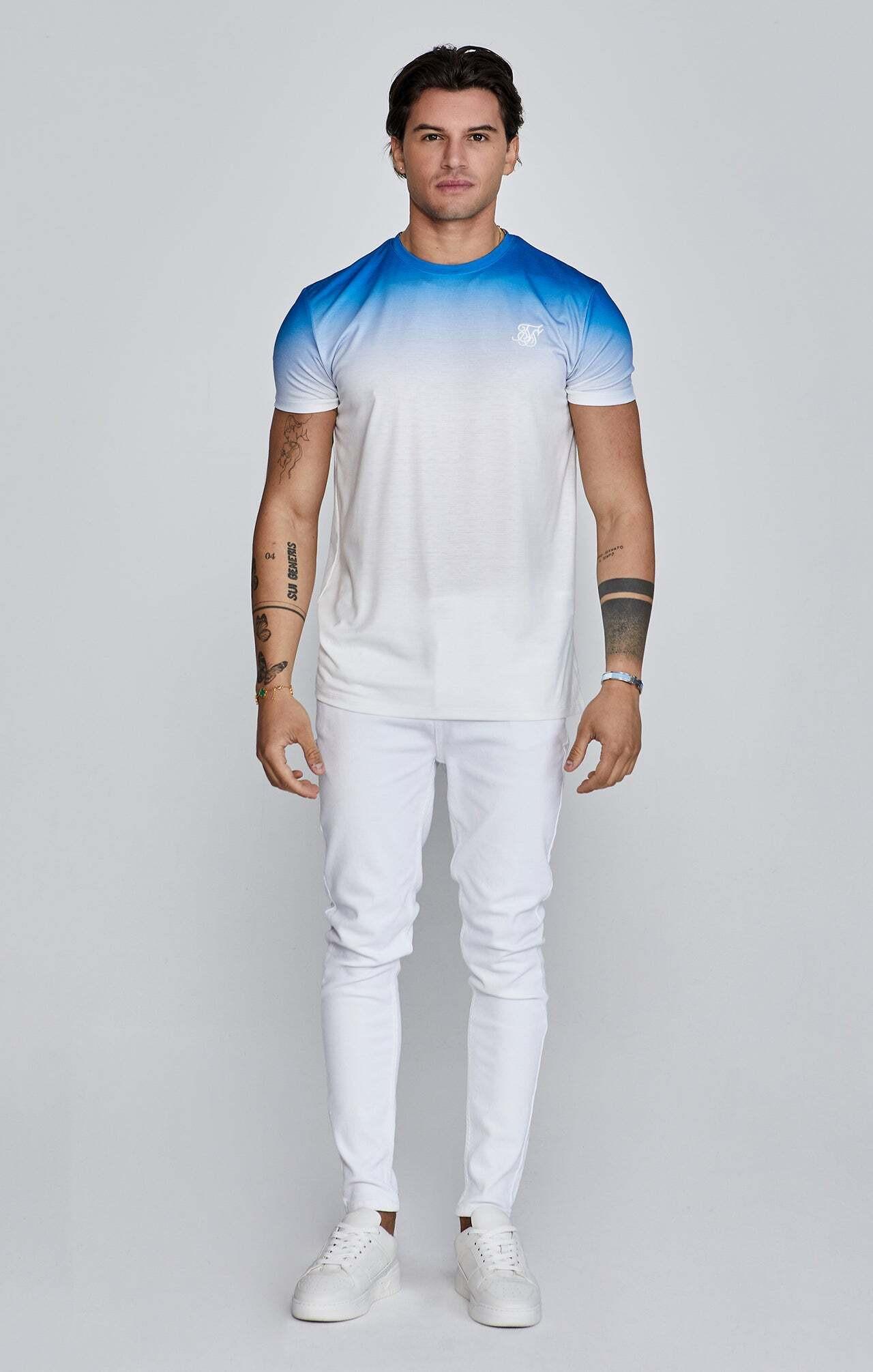 Sik Silk  T-Shirt Fade T-Shirt in Blue, White 