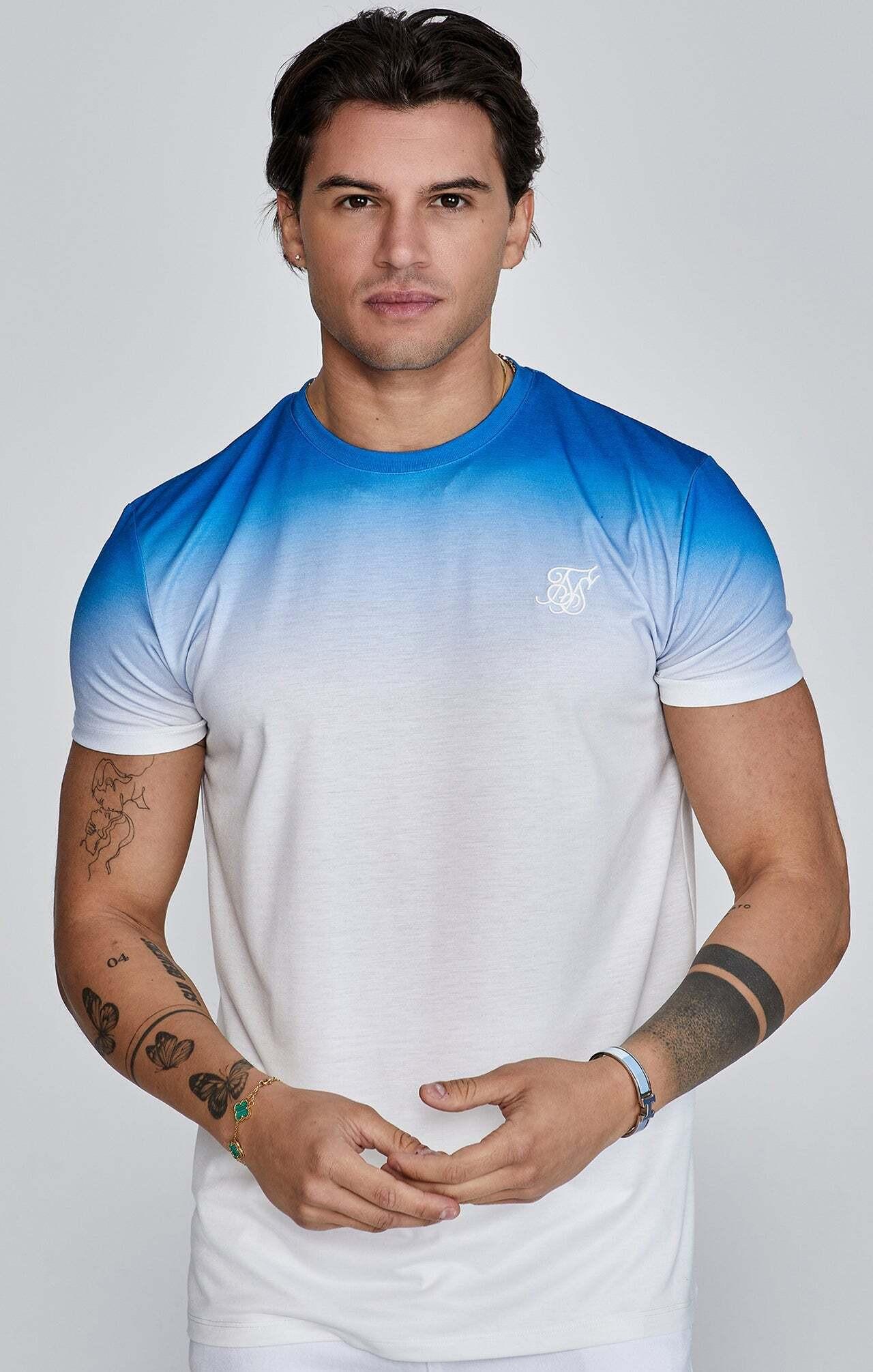 Sik Silk  T-Shirt Fade T-Shirt in Blue, White 