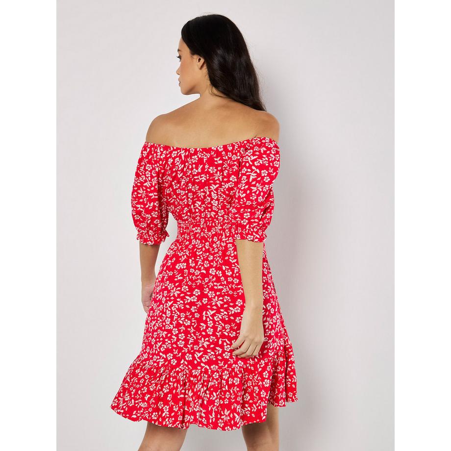 APRICOT Sarasa Fleurie Bardot Encolure Mini Robe  