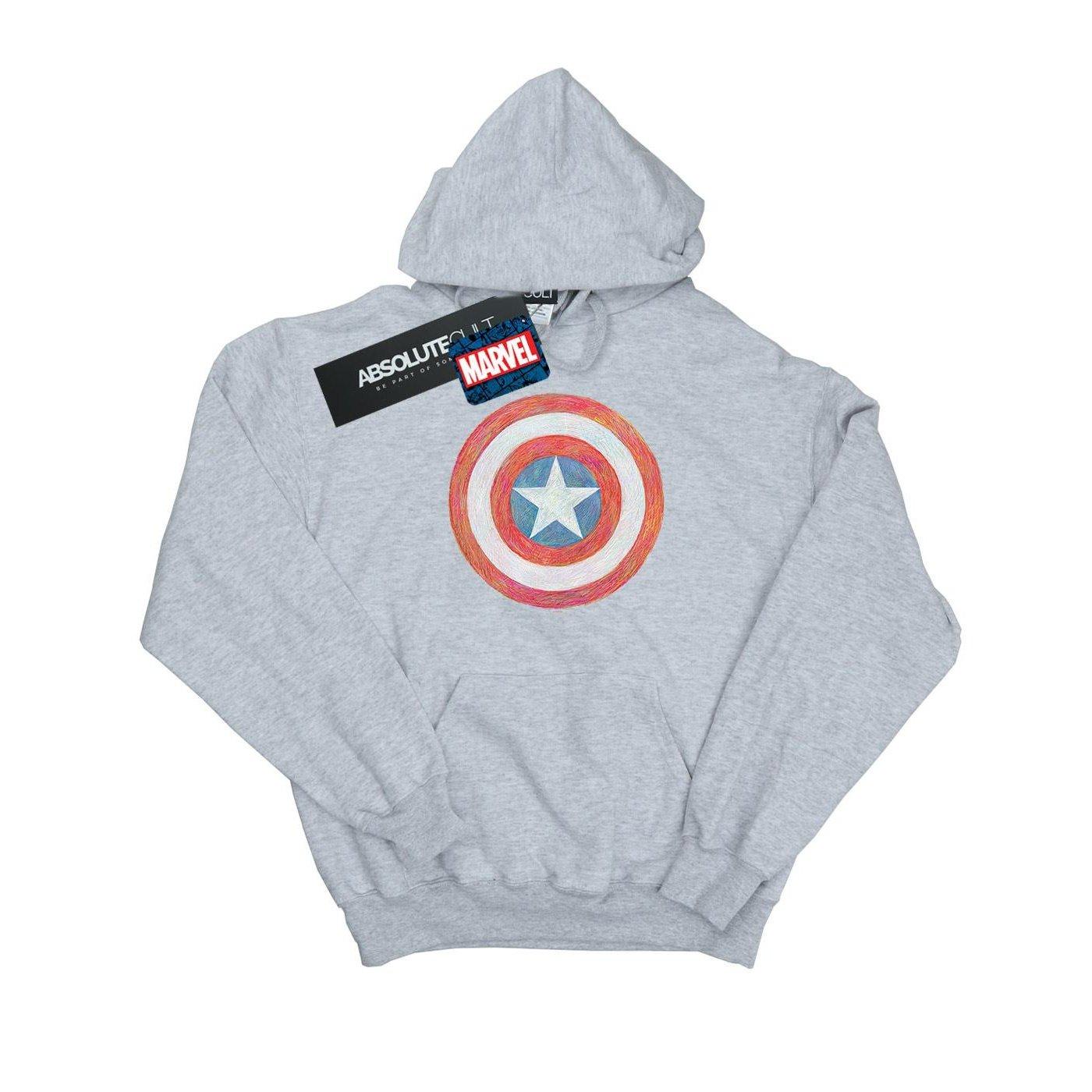 Image of Captain America Sketched Shield Kapuzenpullover Mädchen Grau 116