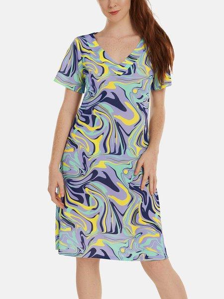 Image of Sommerkleid Mit Kurzen Ärmeln Palma Damen Violett Bedruckt M