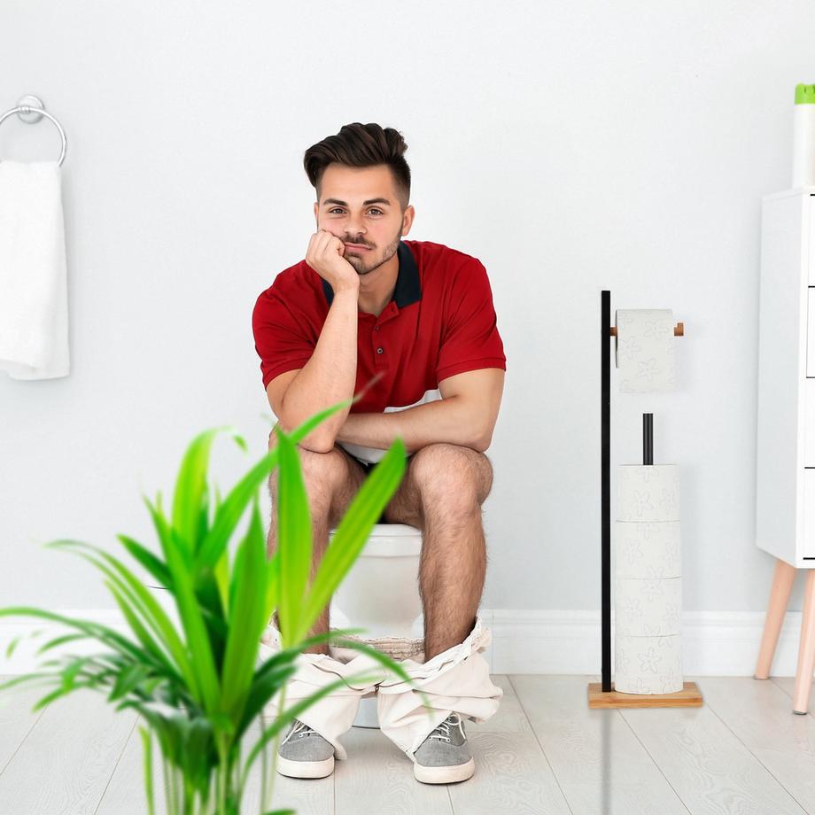 B2X Porte-papier toilette sur pied en bambou  