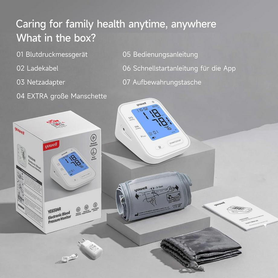 Yuwell  Misuratore di pressione arteriosa Braccio superiore YE650AR 