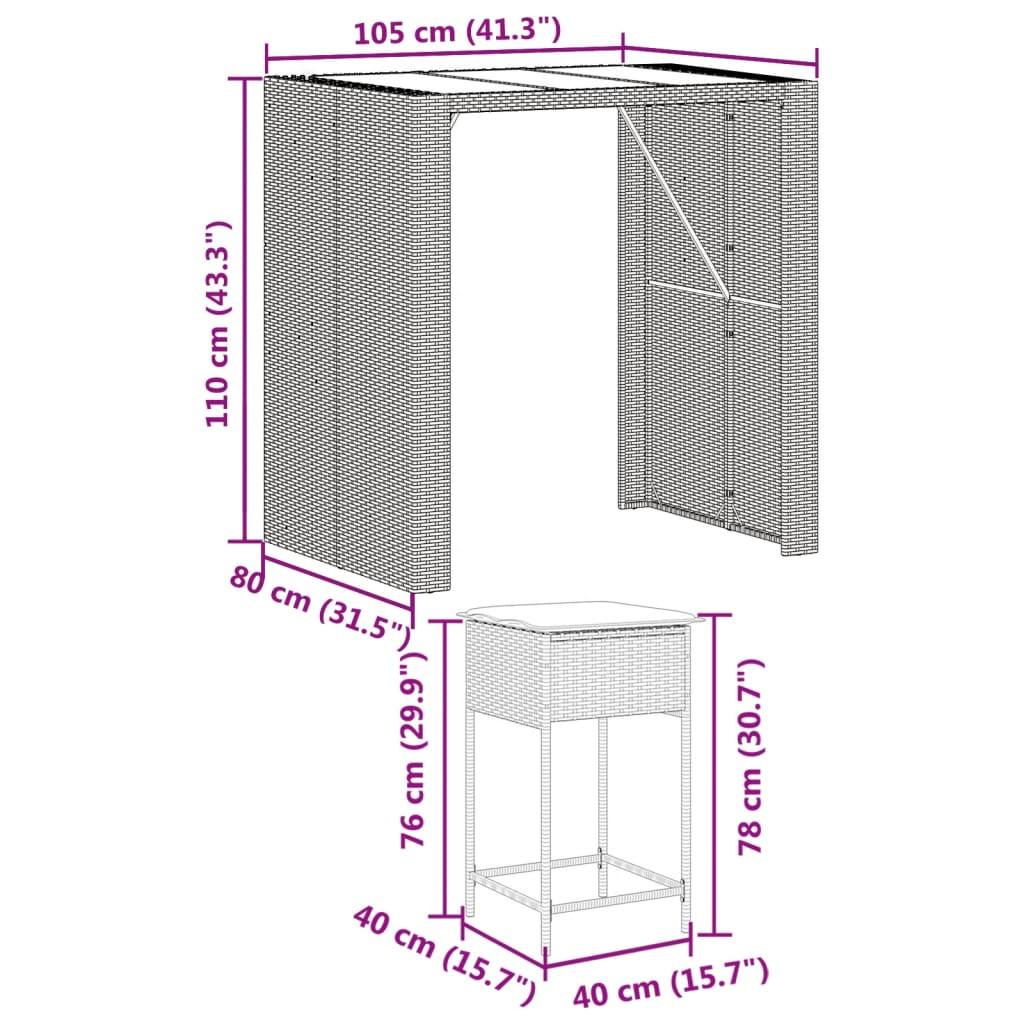 VidaXL Gartenbar set poly-rattan  