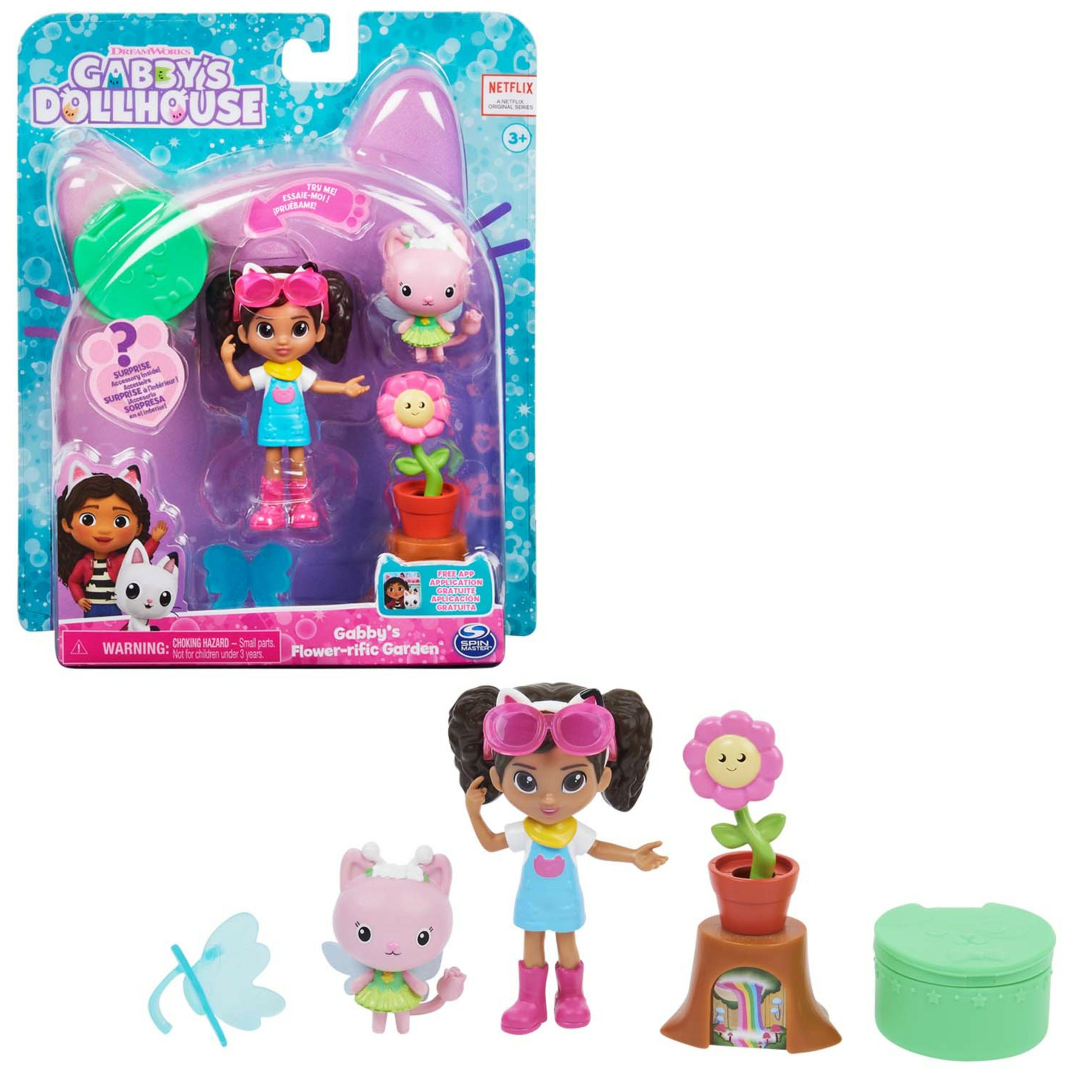 Spin Master Gabby's Dollhouse , Mini set Giardino floreale, con Gabby e  Gattina Fatina, giochi per bambini dai 3 anni in su