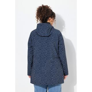 Ulla Popken Giacca lunga Softshell Motivo Gocce di Pioggia Cappuccio  