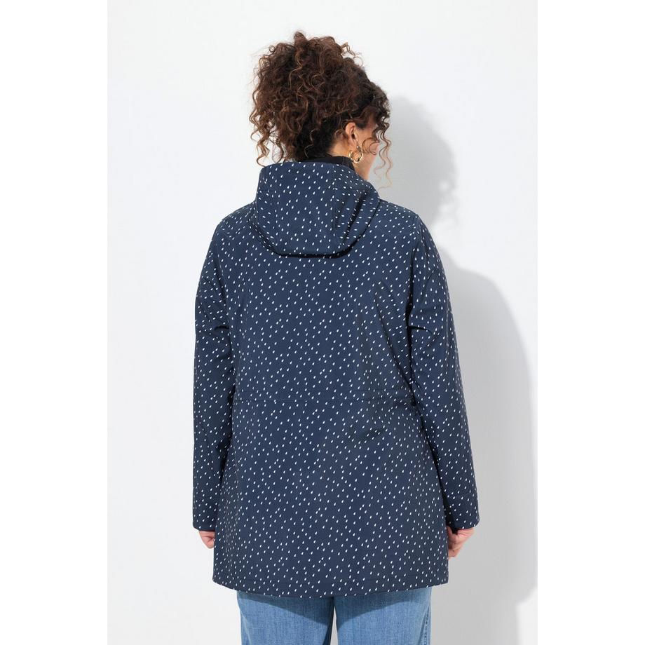 Ulla Popken Softshell Longjacke Regentropfen Muster Kapuze  