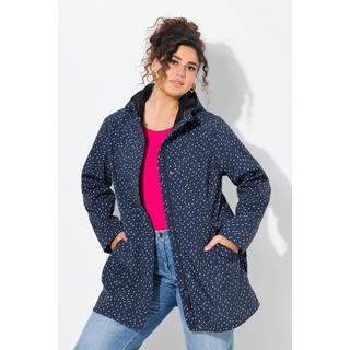 Ulla Popken Giacca lunga Softshell Motivo Gocce di Pioggia Cappuccio  