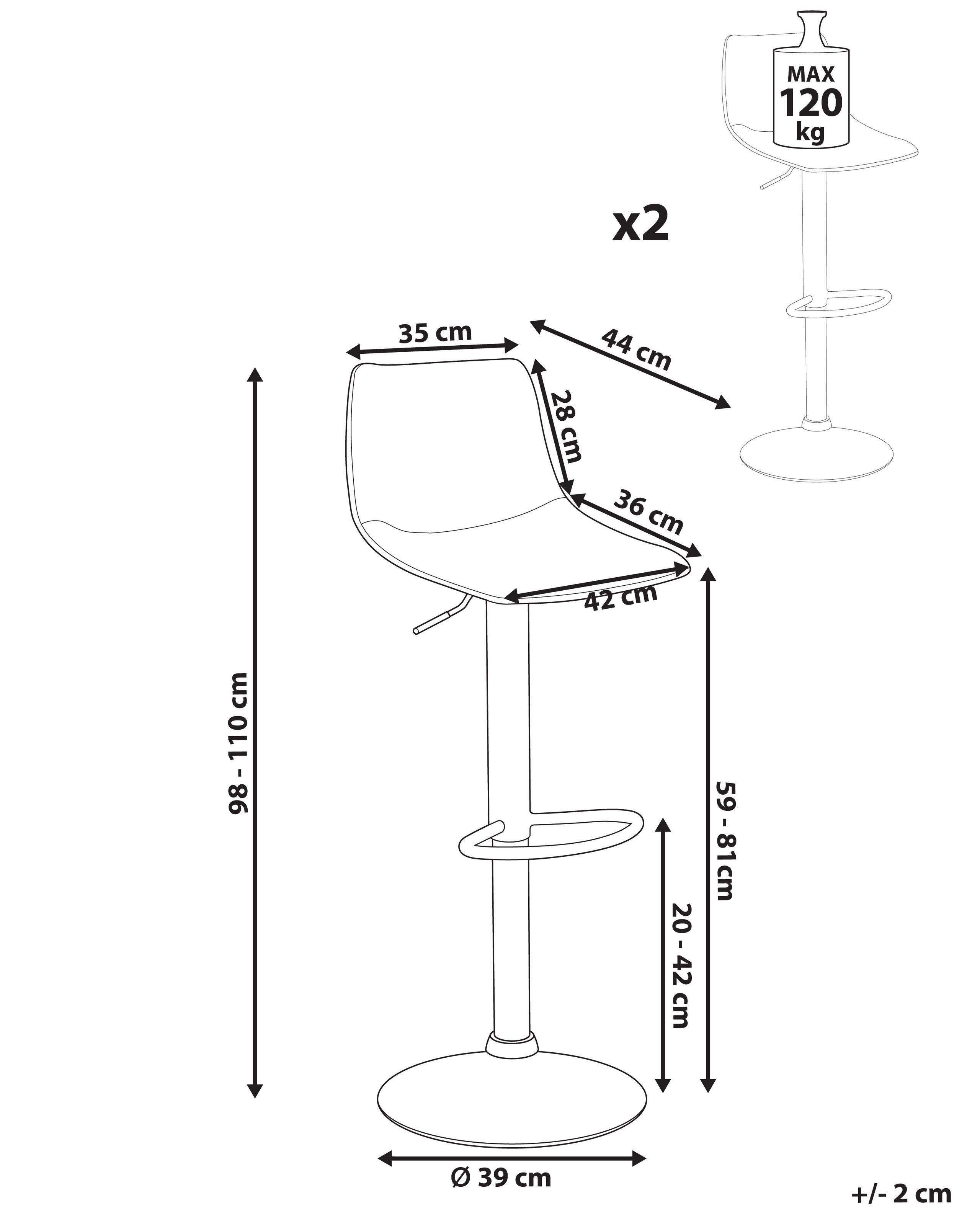 Beliani Lot de 2 tabourets de bar en Cuir PU Traditionnel LEBRIJA  