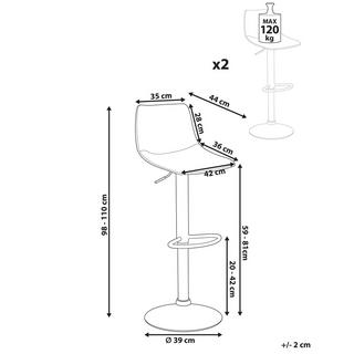 Beliani Lot de 2 tabourets de bar en Cuir PU Traditionnel LEBRIJA  