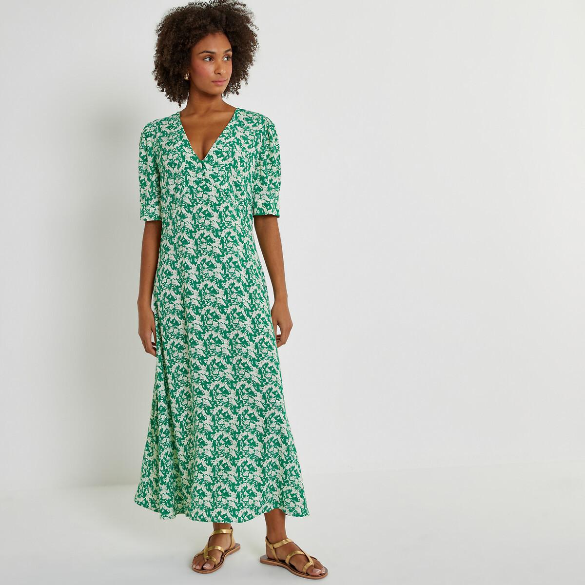 Image of Midikleid Mit Kurzen Ballonärmeln Damen Grün 32