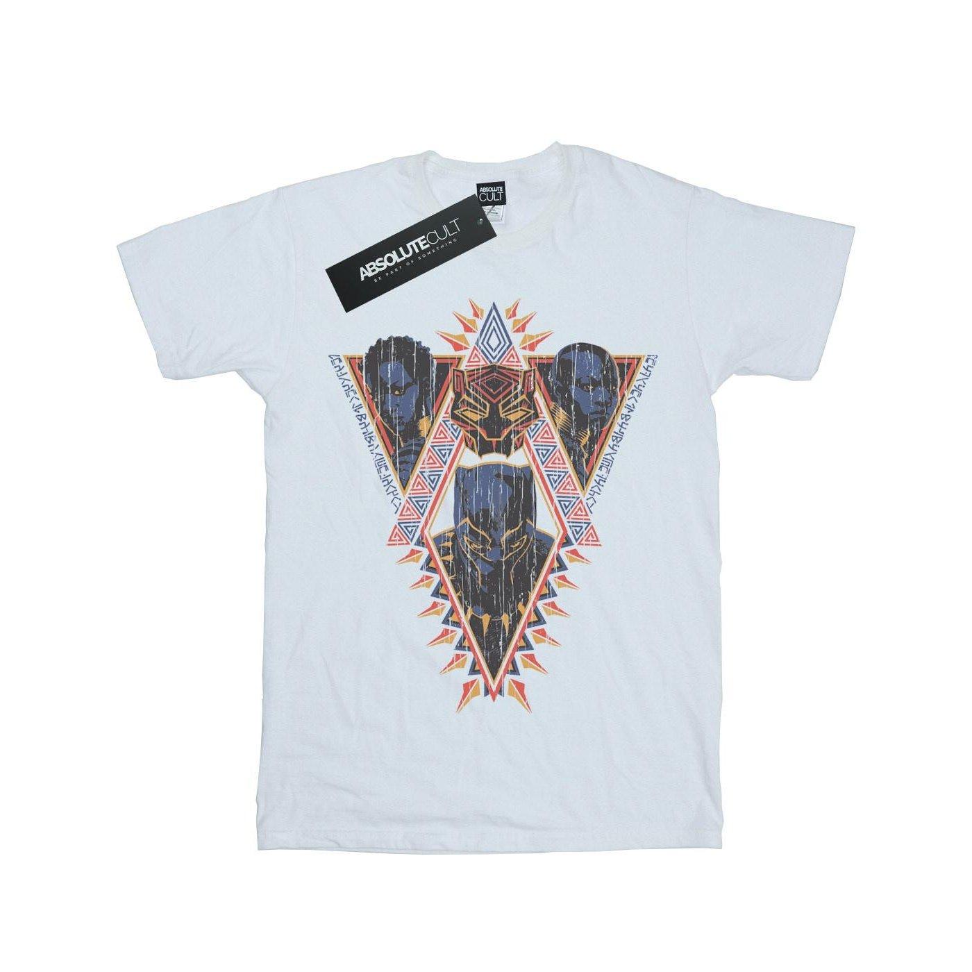 Image of Black Panther Tribal Heads Tshirt Unisex Weiss 128