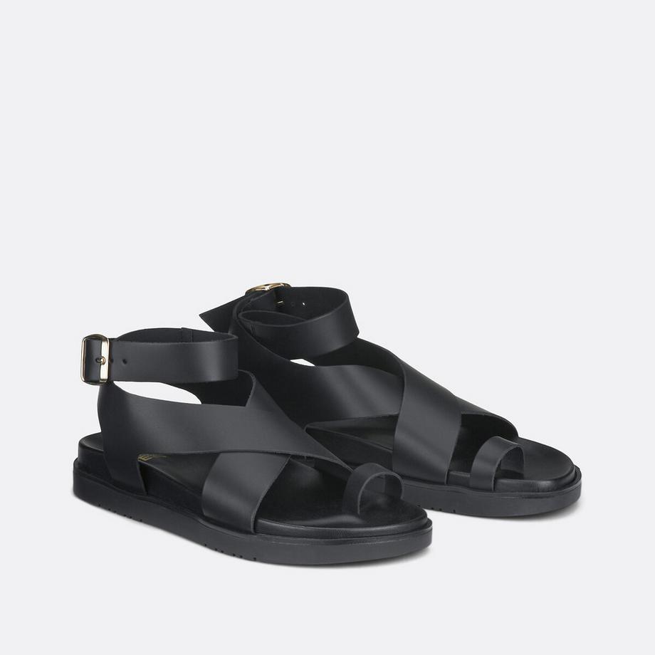 Keilabsatzsandalen aus Leder mit Riemchen