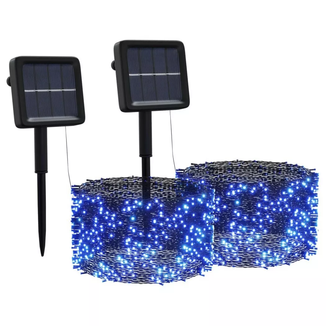 Lampes solaires 2 pcs 2x200 LED Bleu Intérieur Extérieur