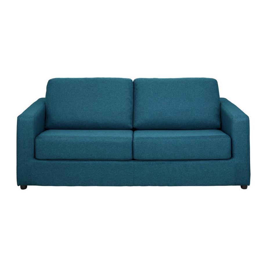 Vente-unique Canapé 3 places convertible express en tissu bleu - Couchage 140 cm - Matelas 14 cm DONETO  