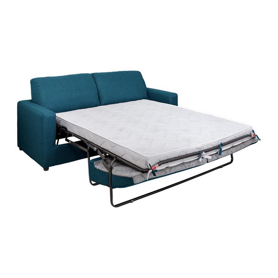 Vente-unique Canapé 3 places convertible express en tissu bleu - Couchage 140 cm - Matelas 14 cm DONETO  
