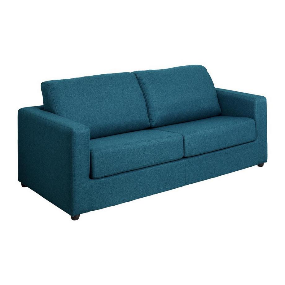Vente-unique Canapé 3 places convertible express en tissu bleu - Couchage 140 cm - Matelas 14 cm DONETO  