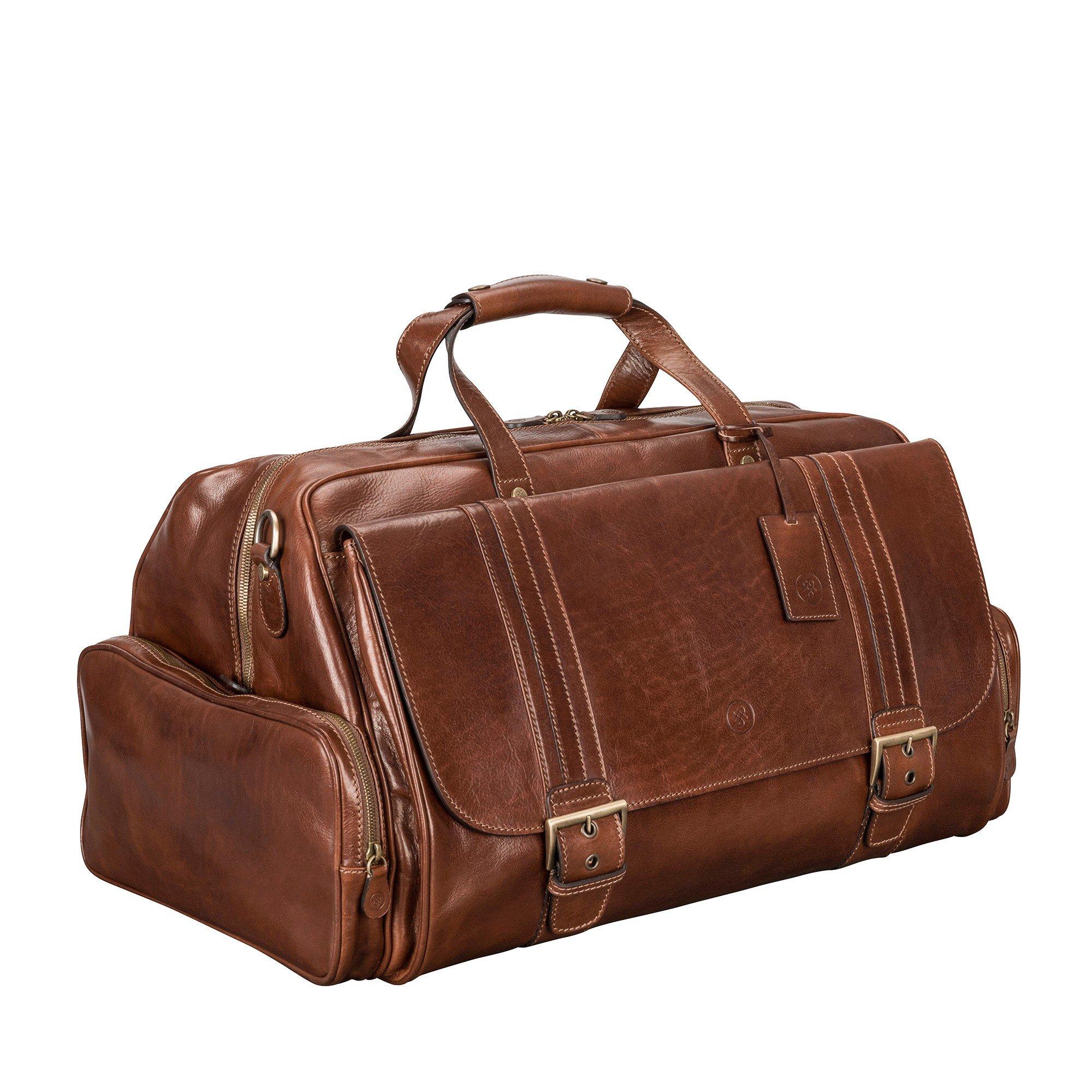 Maxwell Scott  DinoM - Leder Weekender Reisetasche 