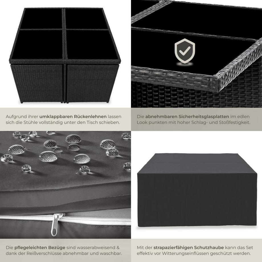 Tectake Aluminium Rattan Sitzgruppe Manhattan wetterfest und UV-beständig 2 Bezugssets  