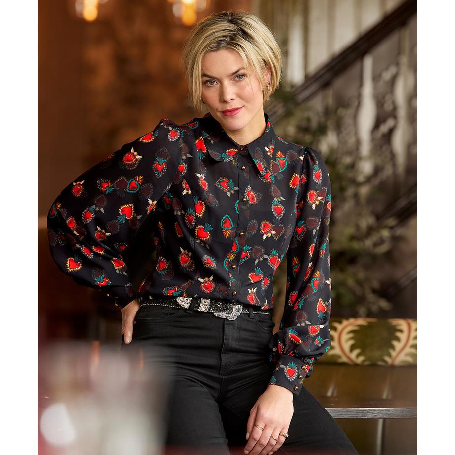 Joe Browns Georgette Bluse Herzmotiv  