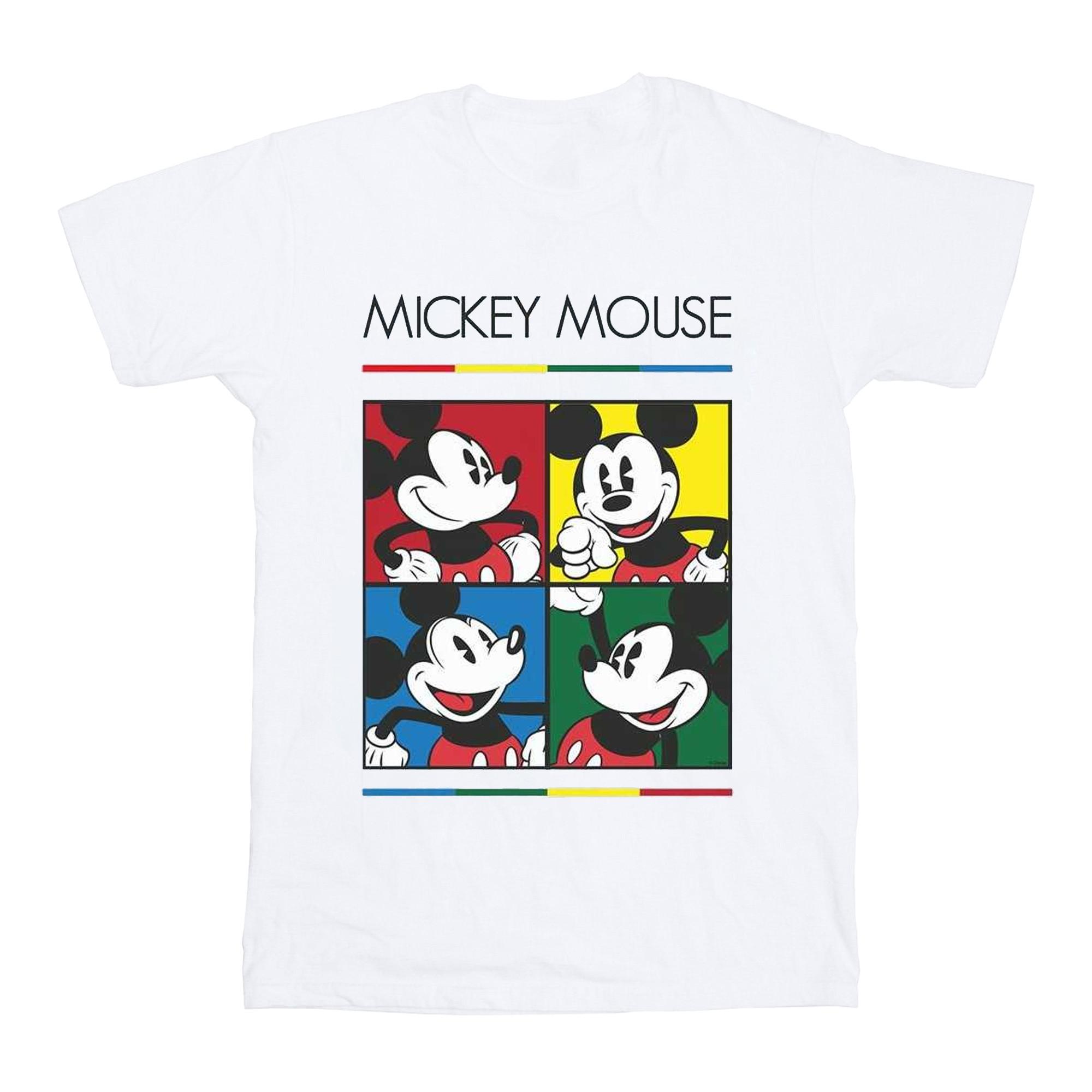Image of Mickey Mouse Square Colour Tshirt Unisex Weiss 128