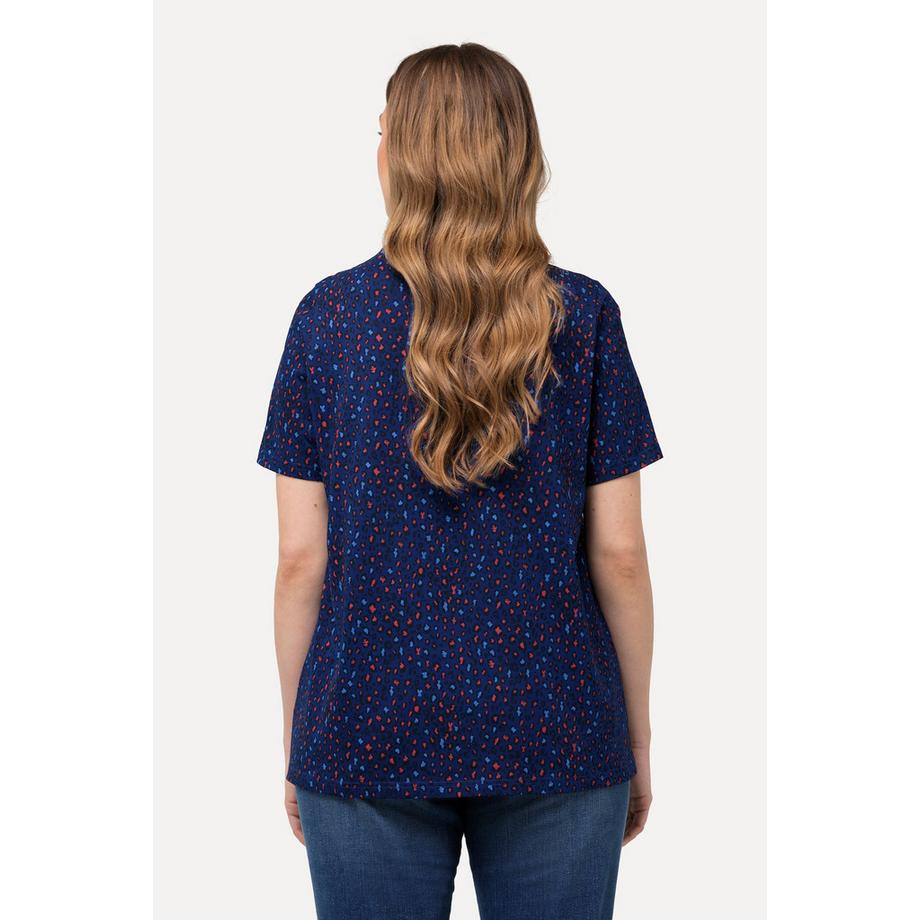 Ulla Popken T-shirt Plis Décoratifs Coupe Évasée Col V Manches Courtes  