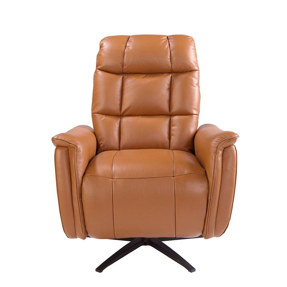 ANGEL CERDA Fauteuil pivotant en cuir marron  