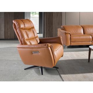 ANGEL CERDA Fauteuil pivotant en cuir marron  