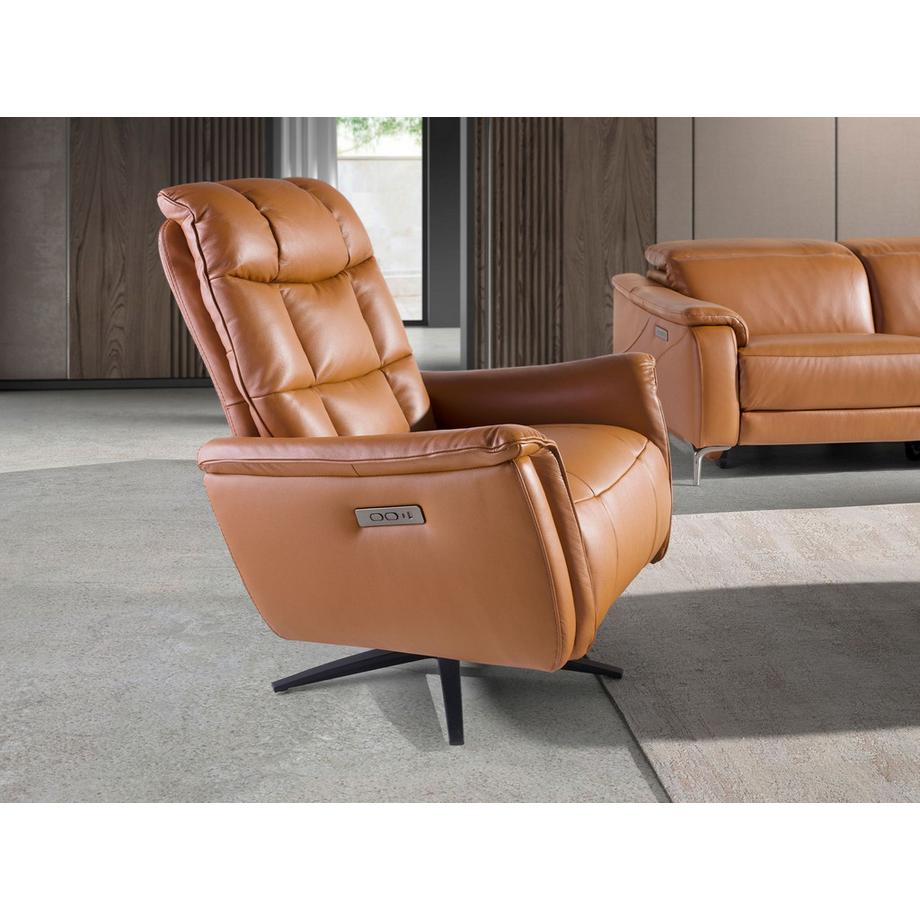 ANGEL CERDA Poltrona girevole in pelle marrone  